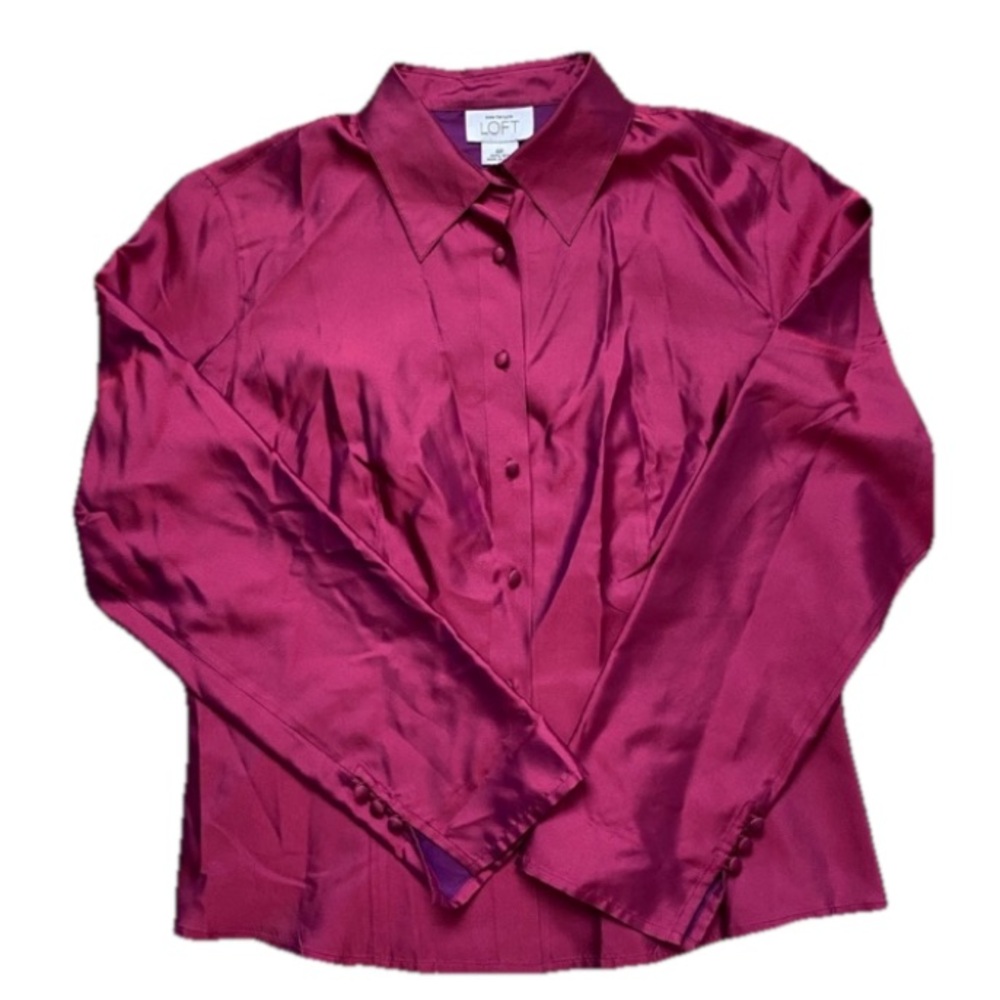 NWOT Iridescent Purple Silk Blouse - Size 6P - Ann Taylor Loft - 90s Y2K Style